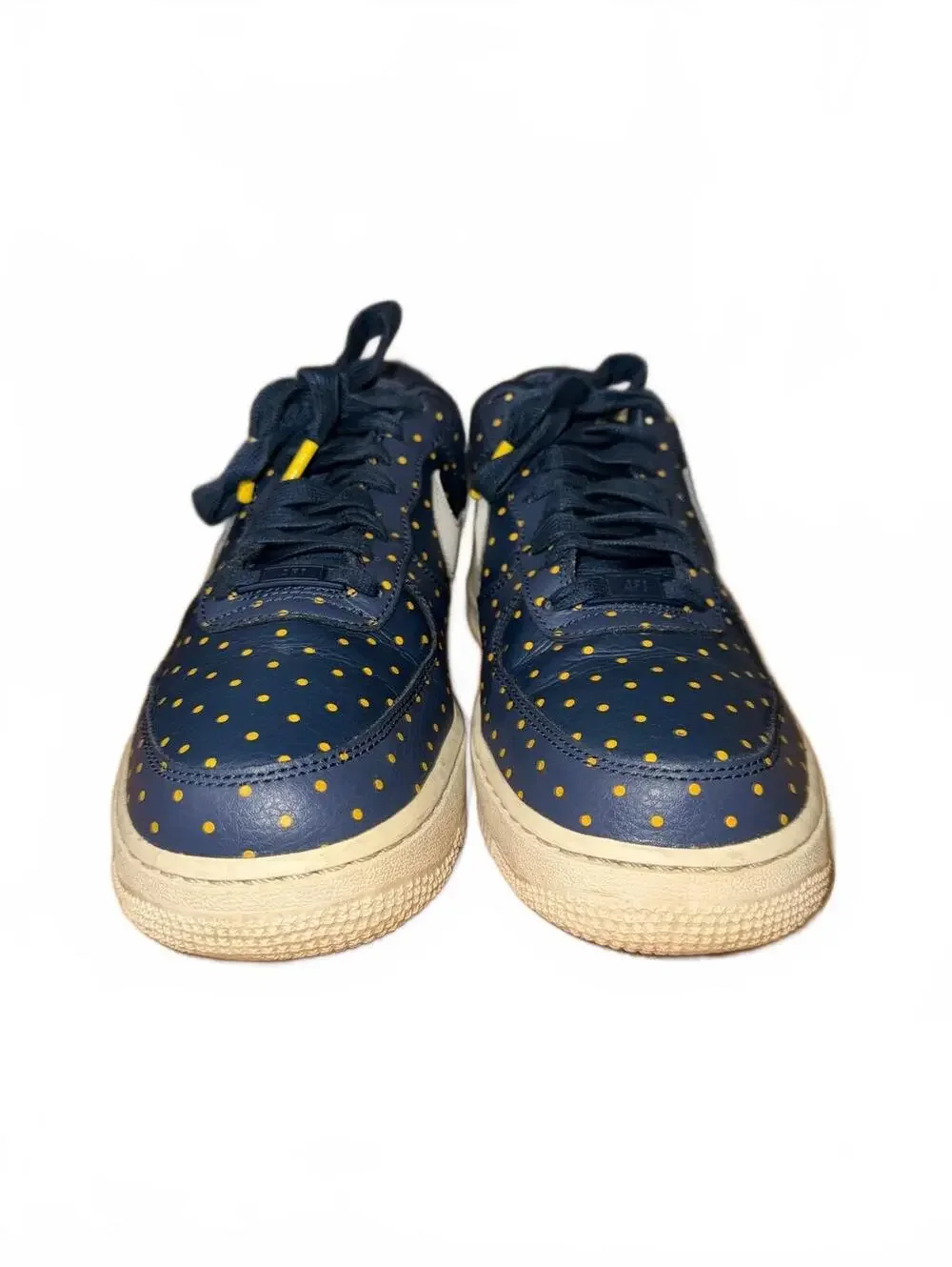 Women’s Nike Air Force 1 Low navy blue and gold polkadot sneakers size 9